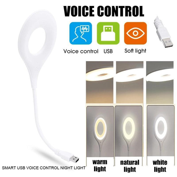 LK50 Voice Control LED Smart Night Light Lamp 360° Adjustable, Foldable USB Desk Lamp